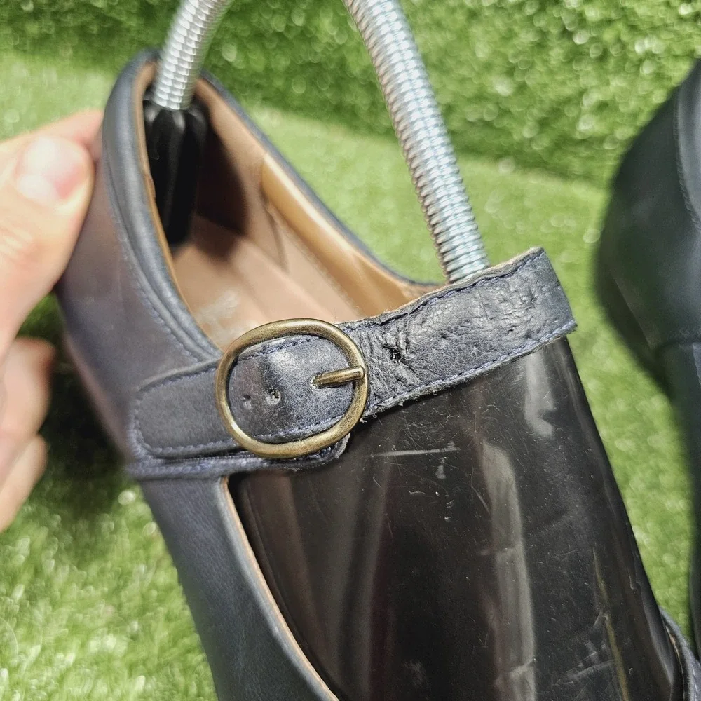 Dansko Fawna Mary Jane Dark Navy Leather‎ Wedge Comfort Shoes Womens 38 Size 8